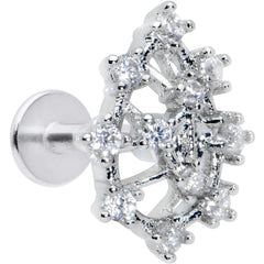16G 1/4 Clear CZ Gem Constellation Labret Monroe Tragus