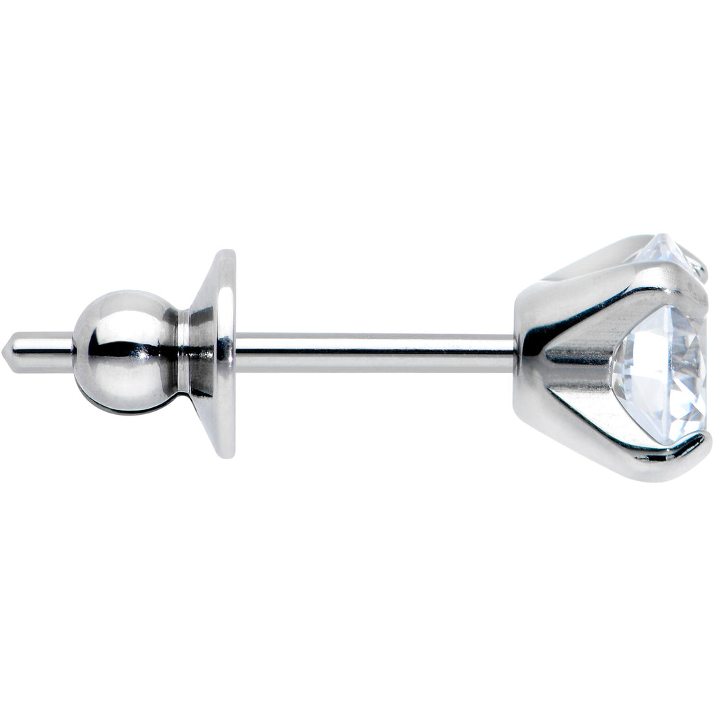 Clear CZ Gem 5mm G23 Titanium Post Stud Earrings