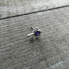 20G 1/4 Purple Gem Unlock My Heart Key Nose Bone