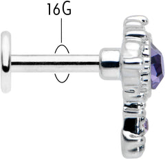 16G 1/4 Purple Gem Unlock My Heart Key Labret Monroe Tragus