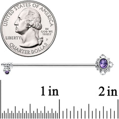 14G Purple Gem Unlock My Heart Key Industrial Barbell 38mm