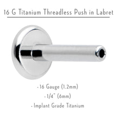 16G 1/4 G23 Titanium Threadless Post Only Labret Tragus