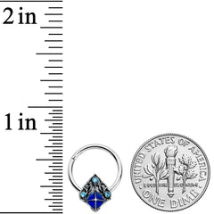 16G 3/8 Blue Gem Rococo Blue Hinged Segment Ring
