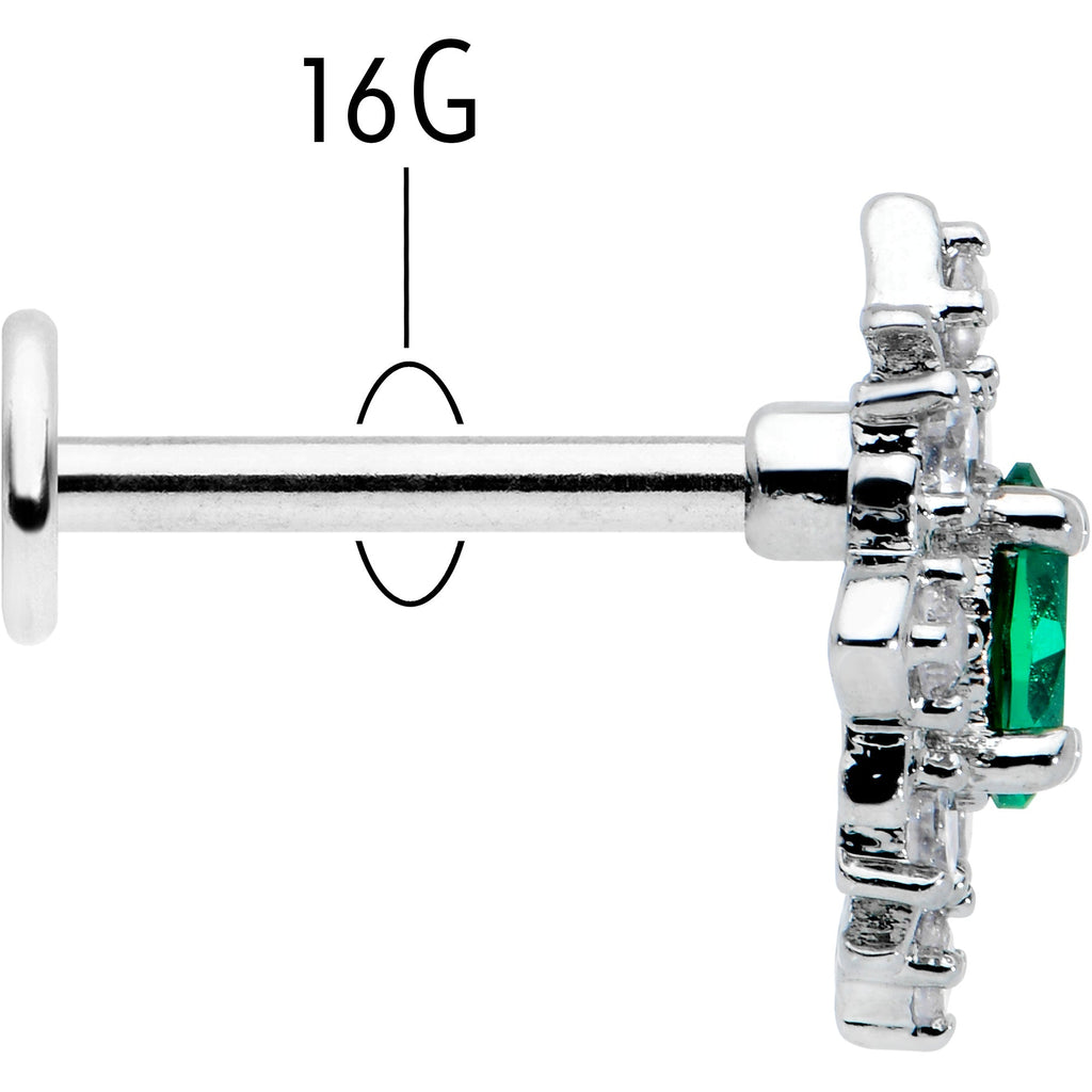16G 5/16 Green Gem Ornate Art Deco Labret Monroe Tragus