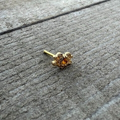 20G 1/4 Yellow Gem Gold Tone Duet Scroll Nose Bone
