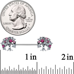 14G 9/16 Clear Pink Gem Luscious Fruit Tree Nipple Ring Set