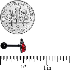 16G 1/4 Black Classic Ladybug Cartilage Tragus Earring