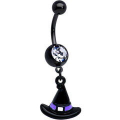 Purple Gem Black Witch Spider Spiral Halloween Belly Ring Set of 3