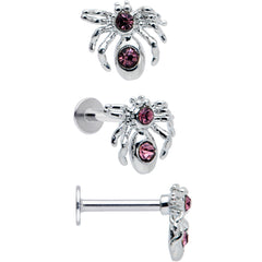 16G 5/16 Pink Gem Spider Witch Halloween Labret Tragus Set of 3