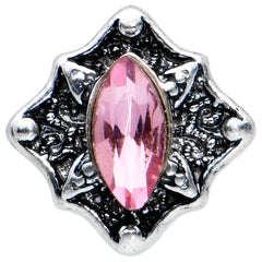 20G 1/4 Pink Gem Rhombus Retro Nose Bone