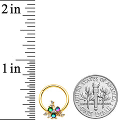 16G 3/8 Purple Tourmaline Gold Tone Spray Hinged Segment Ring
