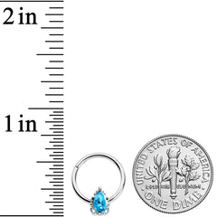 16G 3/8 Clear Blue Gem Oval Art Deco Hinged Segment Ring