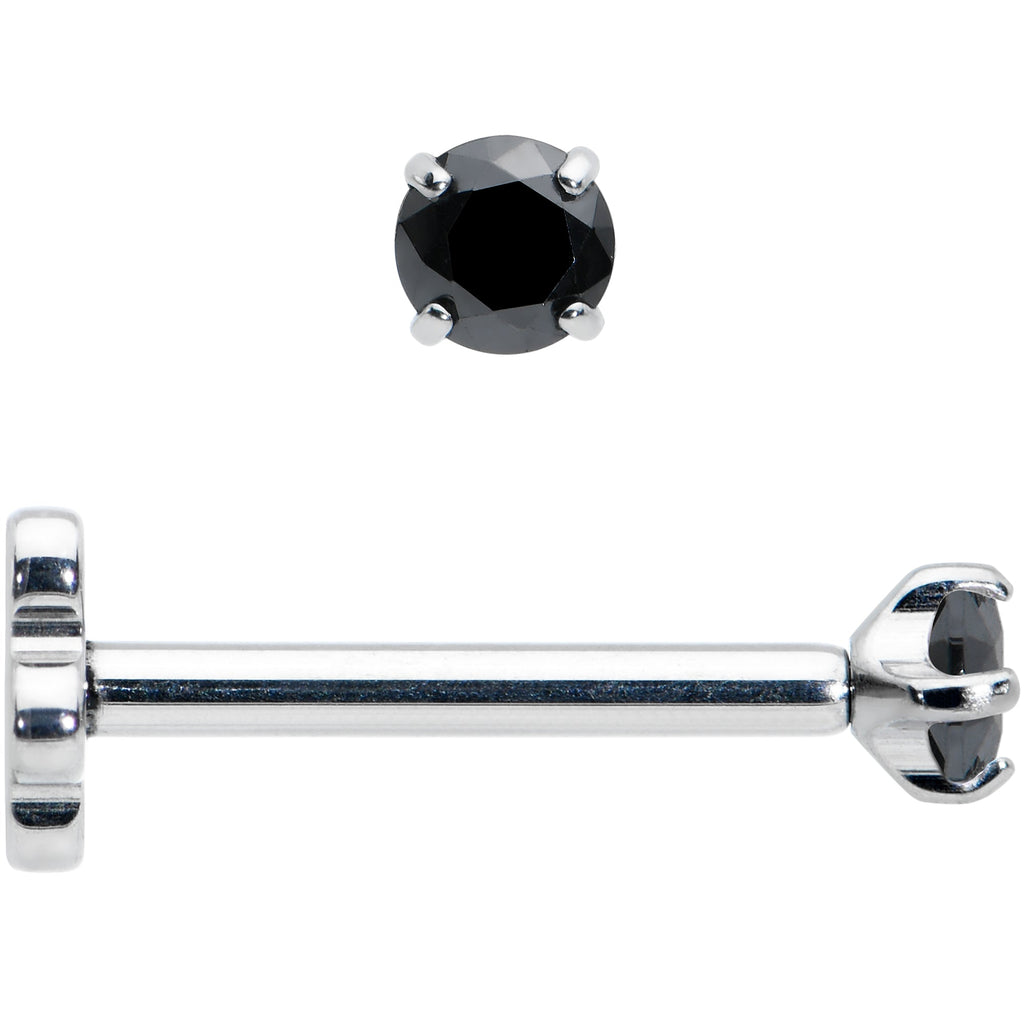18G 5/16 Black CZ G23 Titanium Threadless Flower Labret Tragus