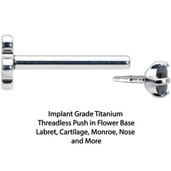 18G 5/16 Black CZ G23 Titanium Threadless Flower Labret Tragus