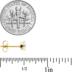 CZ Teardrop Clear Gold Tone Stainless Steel Stud Earrings 3mm to 7mm