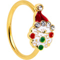 20G 5/16 Clear Gem Gold Tone Deco Santa Christmas Nose Hoop