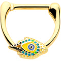 16G 3/8 Gold Tone Bold Peacock Feather Cartilage Clicker