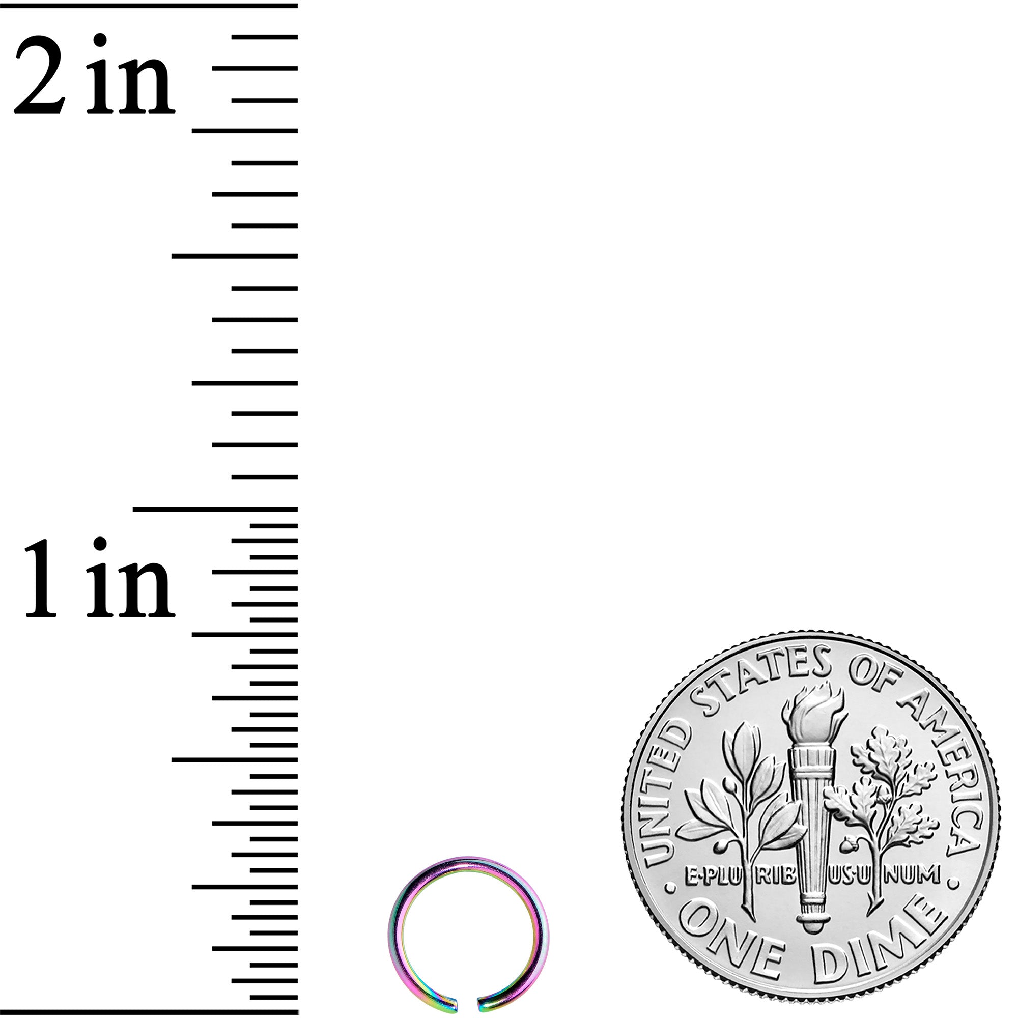 20G 1/4 Rainbow PVD Grade 23 Titanium Bendable Hoop Ring