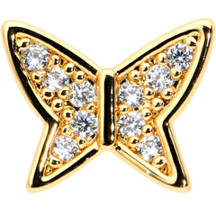 16G 1/4 CZ Gem Gold Hue Butterfly Internal Thread Labret Tragus