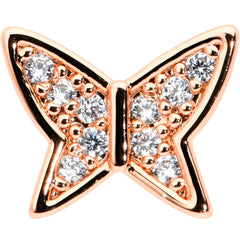16G 5/16 CZ Gem Rosy Hue Butterfly Internal Thread Labret Tragus