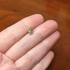 16G 5/16 Blue Gem Gold Hue Texture Hamsa Labret Monroe Tragus
