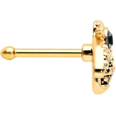 20G 1/4 Black Gem Gold Tone Angular Bee Nose Bone