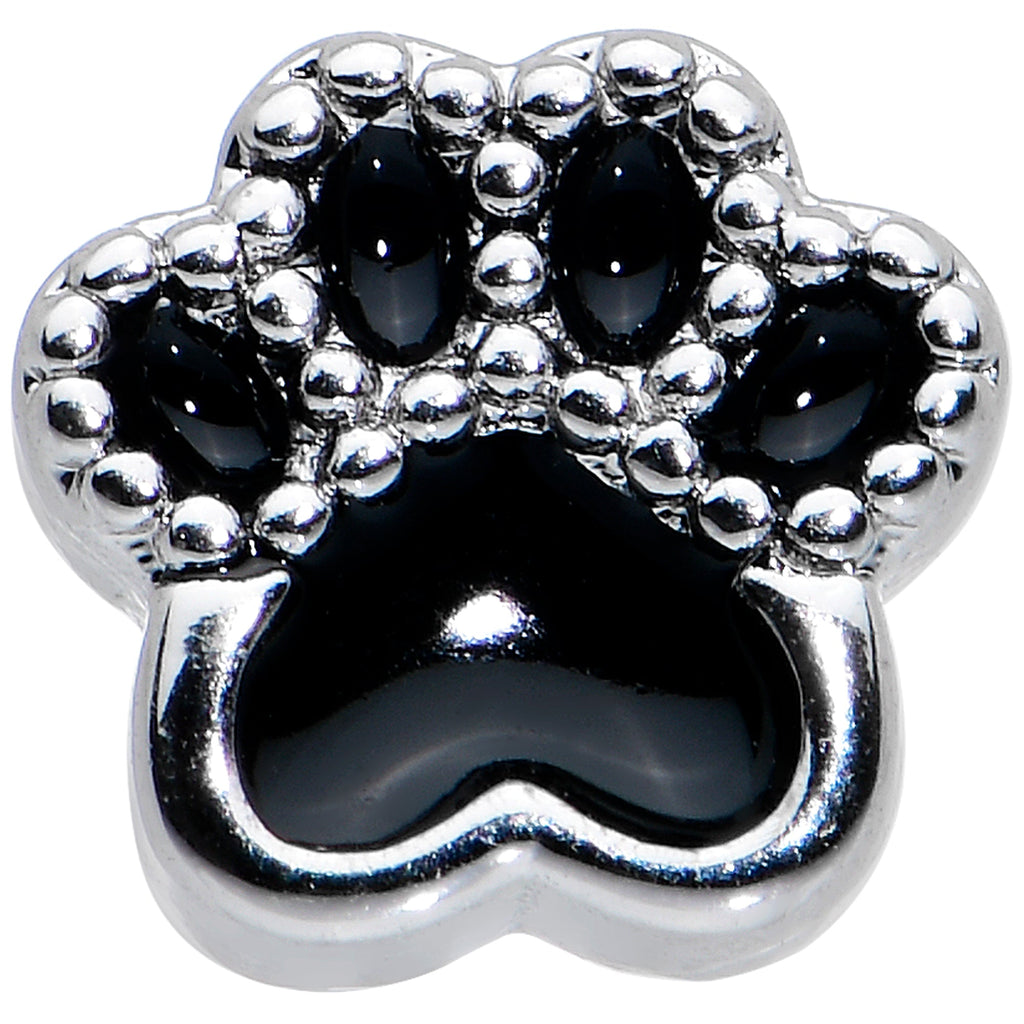 20G 1/4 Textured Black Paw Print Nose Bone