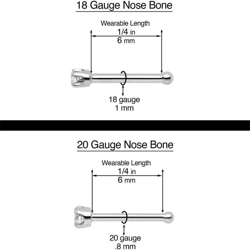20G 1/4 Clear Pink Gem Abstract Leaf Flower Nose Bone