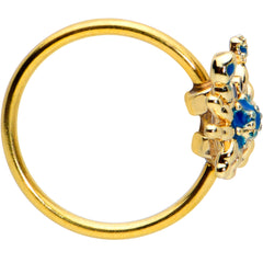 20G 5/16 Black Gem Gold Tone Blue Crab Nautical Nose Hoop