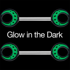 14G 9/16 Deep Green Moon Glow in the Dark Barbell Nipple Ring Set