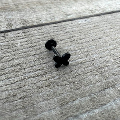 16G 5/16 Black Simple Butterfly Internally Threaded Labret Tragus
