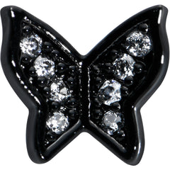 16G 5/16 Clear Gem Black Butterfly Internal Thread Labret Tragus