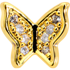 16G 5/16 Clear Gem Gold Tone Butterfly Internally Threaded Labret