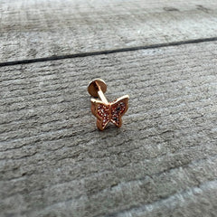 16G 5/16 Clear Gem Rosy Tone Butterfly Internally Threaded Labret