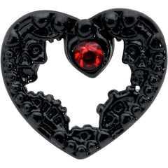 16G 1/4 Red Gem Black Steampunk Skull Cartilage Tragus Earring