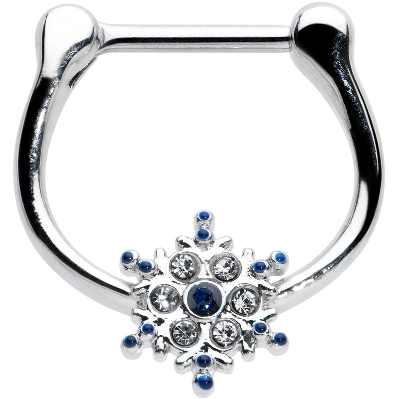 16G 5/16 Blue Gem Festive Snowflake Christmas Cartilage Clicker