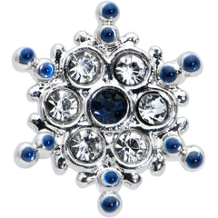 16G 1/4 Clear Blue Gem Festive Snowflake Cartilage Tragus Earring