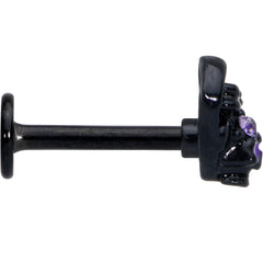 16G 5/16 Purple Gem Black Skull Heart Bow Labret Monroe Tragus