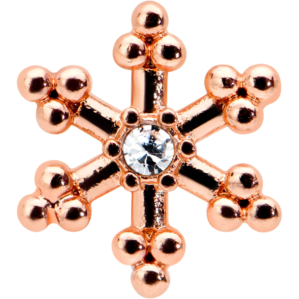 16G 5/16 Clear Gem Rose Gold Tone Snowflake Labret Monroe Tragus