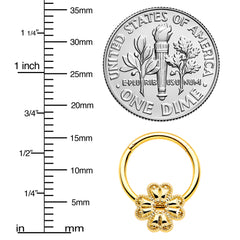 16G 3/8 Yellow Gem Gold Tone Texture Cross Hinged Segment RIng