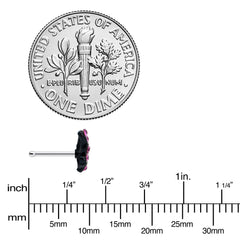 20G 1/4 Pink Gem Midnight Black Butterfly Nose Bone