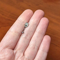 16G 5/16 Clear Blue Gem Eye Hamsa Hand Curved Eyebrow Ring