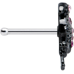 20G 1/4 Pink Gem Fashion Flamingo Black Nose Bone