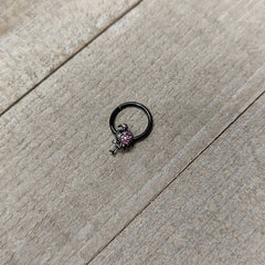 16G 3/8 Pink Gem Black Fashion Flamingo Hinged Segment Ring