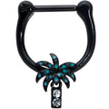 16G 5/16 Clear Gem Black Night Palm Tree Dangle Cartilage Clicker