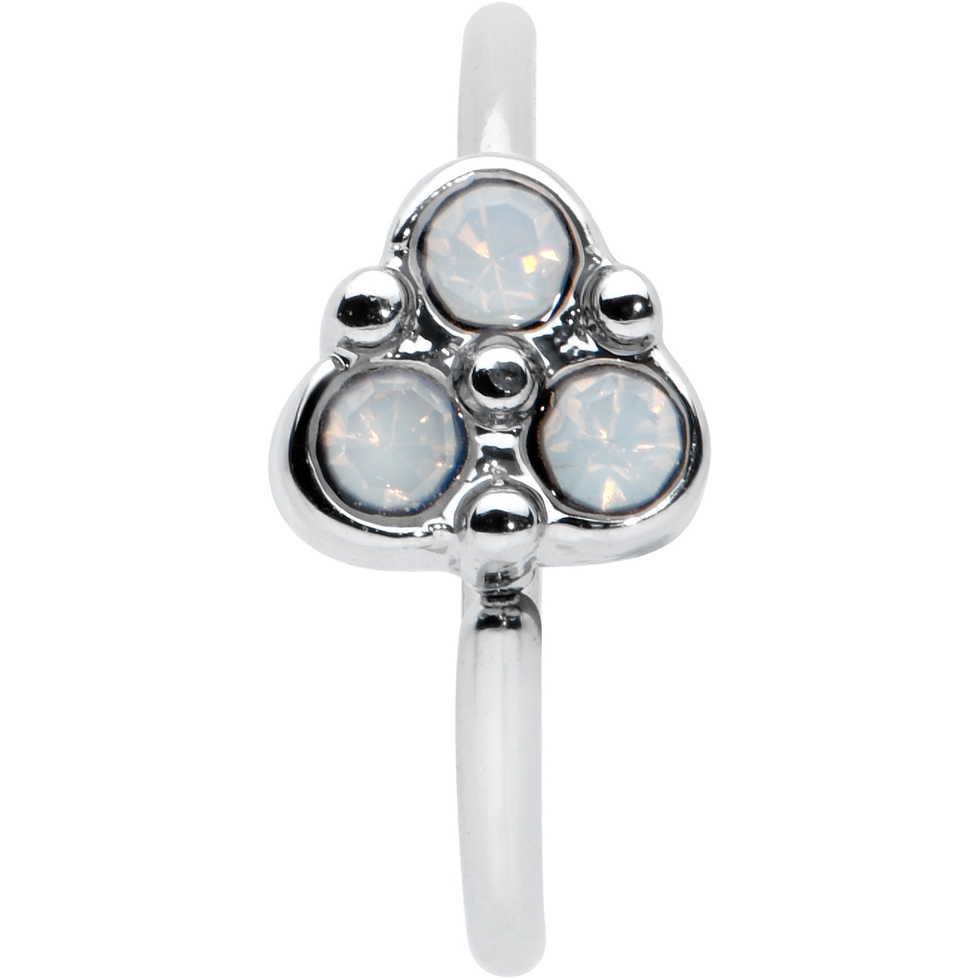20G 5/16 White Faux Opal Trio Triangle Nose Hoop