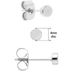 3mm 4mm 5mm Circle 316L Stainless Steel Stud Earrings 3 Pack