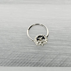 16G 3/8 Clear Blue Gem Abstract Arch Hinged Segment Ring