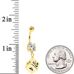 Licensed Dungeons & Dragons Clear CZ Gem Dice Dangle Belly Ring