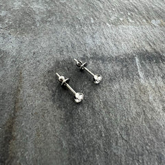 3mm Clear CZ Gem Implant Grade Titanium Stud Earrings